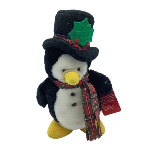 Vtg 1985 Dakin Snowshoe Penguin Plush Toy Holiday Collectible 8" 31-1211 Has TAG - Picture 1 of 7